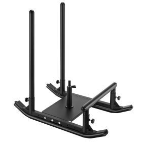 VEVOR Weight Sled, Steel Power Sled, Fitness Strength Training Sleds for Athletic Exercise Speed Improvement, Workout Fitness Equipment with Hand (Color: Black, Handle Type: Dual-Cylinder+T-Bar Low Push Handle)
